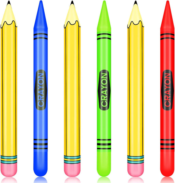 Demonwer 6 Pcs Giant Inflatable Crayon Pencil Set Large Blow Up Pencil Multicolor