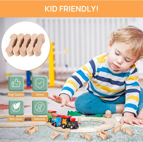 UOMTREO 25 Sets Pcs Wood Dog Bone Track Adapter, Train Track Pieces for Teens, Compatible with All Wooden Train Track