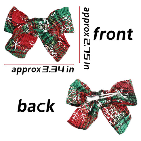 JIAHANG Christmas Hair Bow Clips in Pairs, Festival New Year Floral Printed Alligator Clips with Snowflake 10PCS for