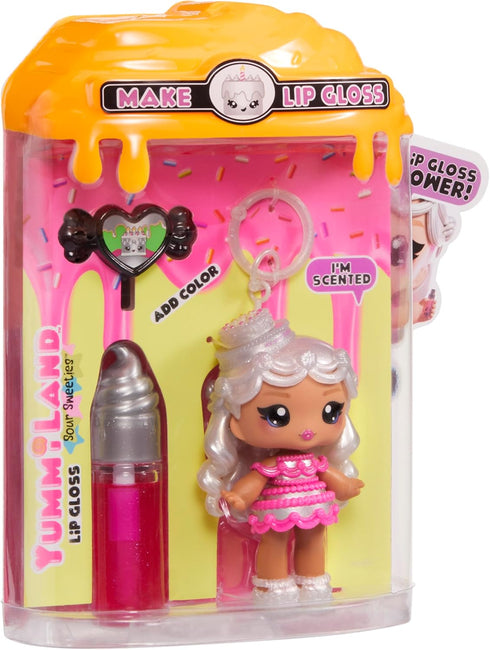 Yummiland 4+ Lip Gloss Doll: Sour Sweeties - Misty Cakes Includes DIY Lip Gloss + Removable Keychain, Cosmetic Play