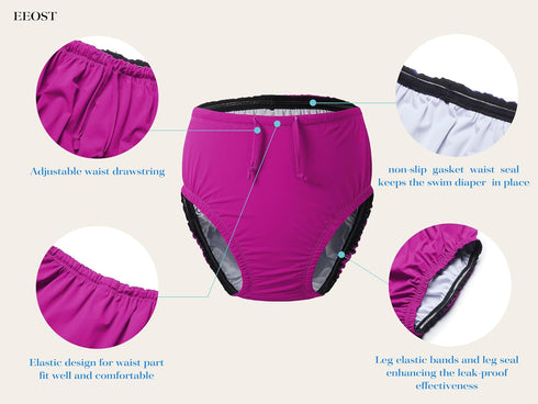 Waterproof Reusable Swim Diapers for Adults - Special Needs Swimwear for Incontinence, Unisex