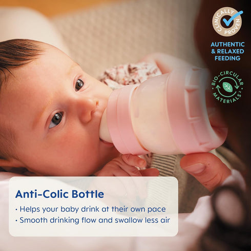 MAM 4 Pack 0-3 Anti-Colic Baby Bottles, Extra Slow & Slow Flow Nipples for Newborns Months