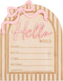 Goktvai Hello World Newborn Sign, Wooden Pink Bow Baby Announcement Sign Funny Newborn