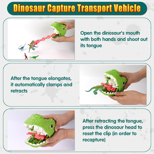 50PCS 50 Playset Dinosaur Truck Toy, Tyrannosaurus Capture Vehicle with Dinosaur Figures, Educational Jurassic for Boys