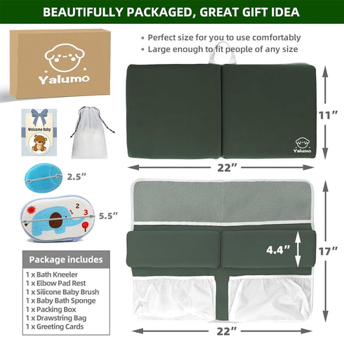 Elbow Set Bath Kneeler and Rest Baby Bath Kneeling Pad, Thick Anti-Slip Bathing Kneeling Mat Cushion Quick Drying