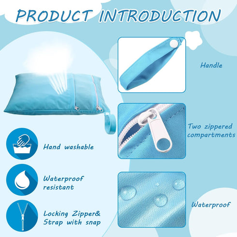 4 2 Shappy Pcs Wet Dry Bag for Baby Cloth Diapers Waterproof Wet Bag Washable Travel Reusable with Pocket for Swimsuits
