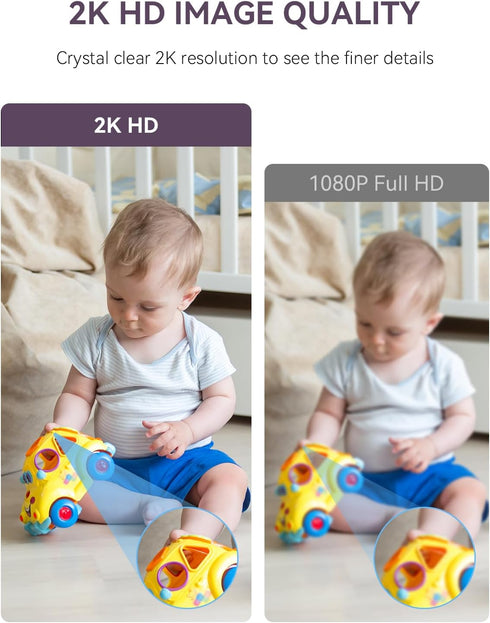 Comfyer 2K 2-Way Baby/Pet Monitor for Indoor Security, Monitoring with Smart Phone app, QHD Resolution, Auto