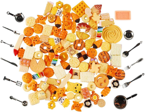 NWFashion 112PCS Miniature Dessert Pastry Toy Food Cake Topper Charms for Scrapbooking (Bread)