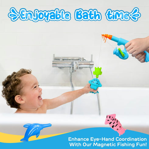 TOY Life Magnetic Fishing Game for Kids 3-5, Toddler Fishing Poles for Pool Water Fish Bath Toys