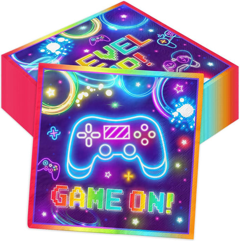 Video Gaming Party Decorations: 40pcs Game On Napkins for Kids Boys Girls Gamer Birthday Supplies