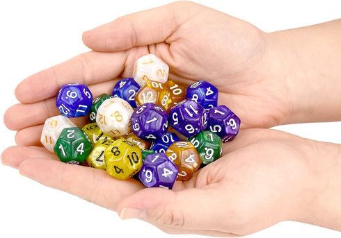 Thyores 24 12 Set Pieces Sided Game Dice Polyhedral Dice for DND RPG MTG and Other Table Games Mixed Color
