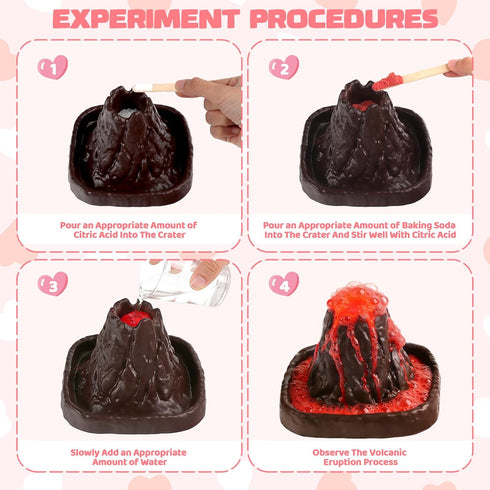 24 Pack Valentines Day Large Volcano Science Kit - Valentines Day Gift Cards for Kids, Volcano Erupting Experiment Toys