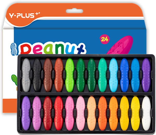 YPLUS Peanut Crayons for Kids, 24 Colors Washable Toddler Crayon, Non-Toxic Baby