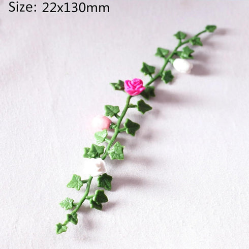 Aorvoras (4PCS) Dollhouse Vines - Miniature Rose Flower Vine for Fairy Garden Decoration