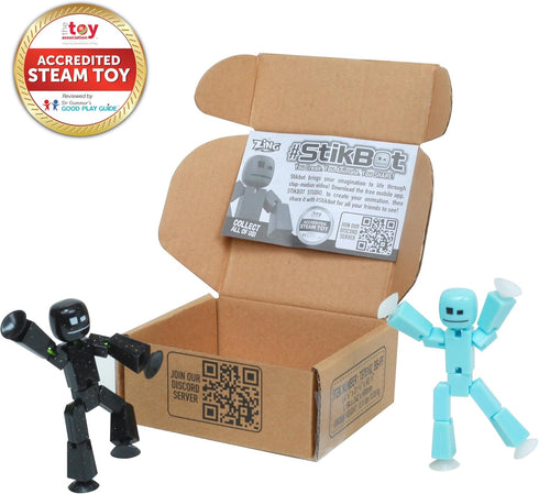 Zing StikBot Dual Pack - 2 Collectible Action Figures and Accessories for Stop Motion Animation, Ages 4+ (Ice