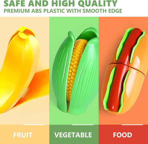 100 2 2 3 4 5 PCS Cutting Play Food Toy for Kids Kitchen, Pretend Food Kitchen Toys Accessories with Baskets, Fake