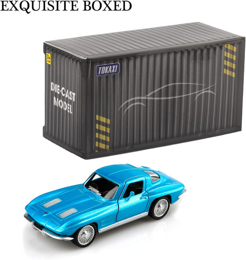 1/36 Scale Diecast Model Cars, 1963 Chevy Corvette Pull Back Vehicles Toy Cars for Boys and Girls