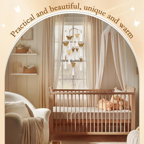 Colingmill 4210 Inch Butterfly Crib Mobile Handmade Brass Ceiling Hanging for Baby Nursery Girls Butterfly Hanging