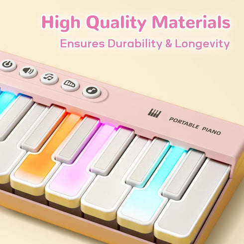 1-3, 2 4 5 6 iPlay, iLearn Kids Mini Piano Toy W/Rainbow Lights, Toddler Pocket Travel Piano Keyboard for Portable