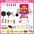 Playset 2-Layer Set 3-5, Kids Play Kitchen Toys, Kids BBQ Grill with Smoke Sound Light, Barbecue Toy with Wheels