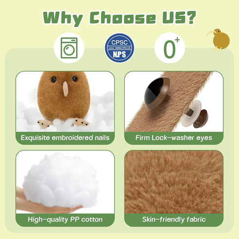 Mommy 3 Playset MorisMos Plush Kiwi Bird Toys for Kids, Realistic Kiwi Bird Stuffed Animal with Baby Chicks, Soft