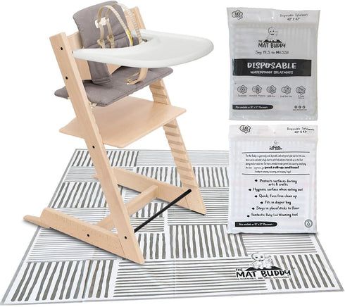 The Mat Buddy Disposable Splat Mats for Under High Chair with 4-Sided Adhesive, 30 Count