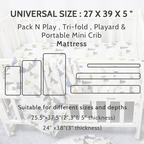 Pack Mini Crib Sheets Mountain N Play Sheets Soft Breathable Portable Playard Cover for Baby Boy