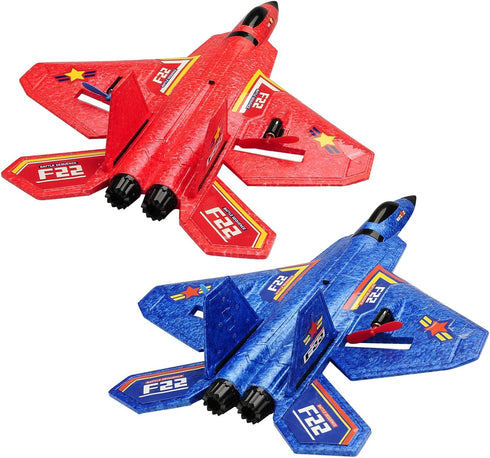 ANTSIR Remote Control Plane F-22 Raptor - 2.4Ghz Smart Gyroscope RC Airplane with Light Strip, Red