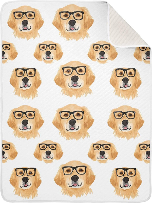 vvfelixl Baby Swaddle Blanket for Boys Girls Golden Retrievers Glasses Baby Receiving