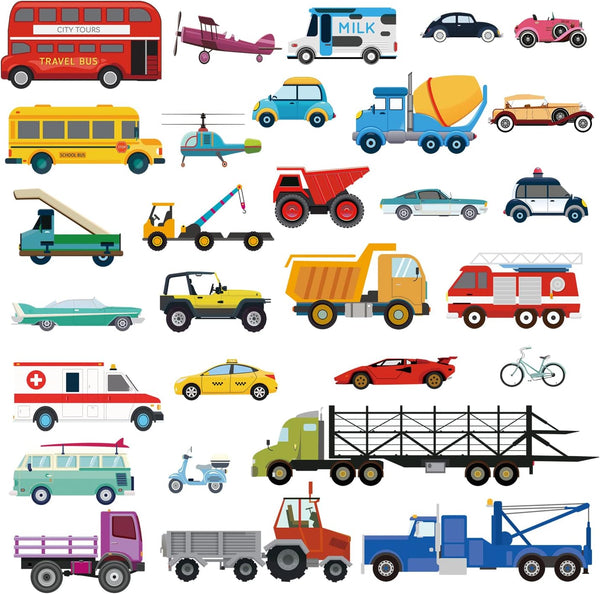 decalmile Cars Wall Stickers, Peel and Stick Wall Decals for Kids Room, Nursery, Bedroom, Classroom Decor