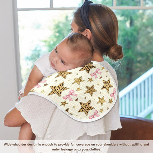 decor gift 4 Pack 22x11in Cotton Newborns Burp Cloths Soft and Absorbent? Leopard Printed Star Pink Baby Rags