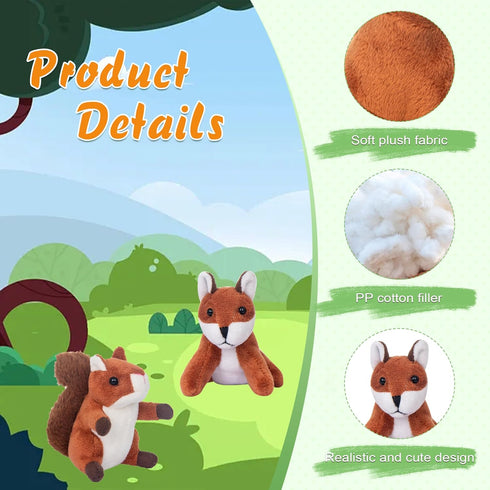 10 Pack 3.5 Inch Set 10 My OLi Plush Wild Animals Toys - Jungle Stuffed Animal Bulk Toys for Kids: Tiger Lion Elephant