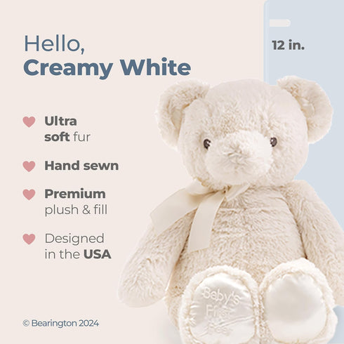 Bearington Baby's First Teddy Bear Plush - Creamy White Stuffed Animal, 12 Inch
