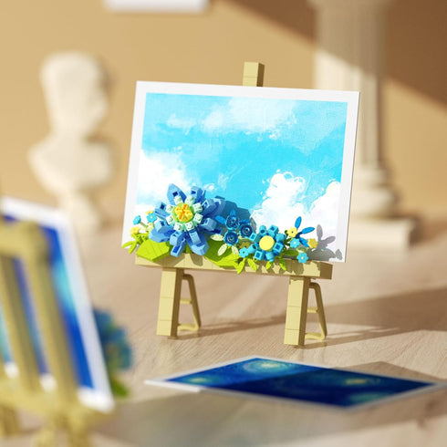 Vilbocr SetBlock 357Pcs) Mini Flower Building Bouquet Easel for Desk Decorations and Message Stickers.Flower Building
