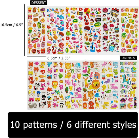 60 Sheets (1800+) Stickers for Kids, CNYMANY 3D Puffy Stickers for Scrapbooking Bullet Journal