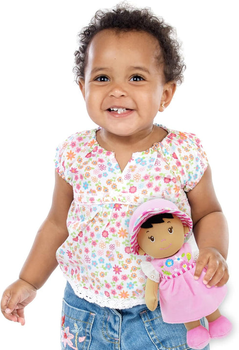 June Garden 12" Soft Dolly Malorie, Pink Dress - Stuffed Soft Baby Doll Gift for 1 2 3 Year Old Girls