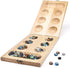 Set 72+8 Package AMEROUS Wooden Mancala Board Game - Upgraded Larger Size - Bonus Multi Color Glass Stones - Folding