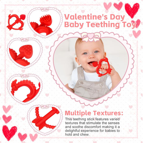 0-36 Valentines Heart Baby Teething Toys for Babies Months, Easy for Little Hands to Hold,Cupid Bow and Arrow Soft