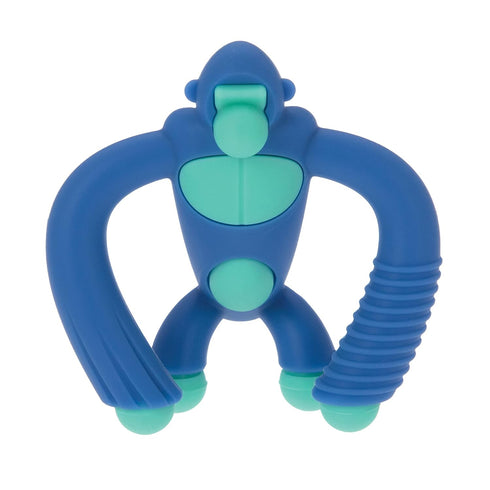 Nuby Geo Zoos Massaging Teether - Baby Teething Toy - Soft Easy Grip for 3+ Months - Blue Gorilla