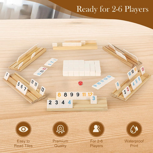 2-6 Rummy Rummy 6 160 8+ Players Game Gifts, Easter Gifts/Easter Basket Stuffers for Adults, Game W/ Wooden Racks