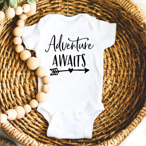 Set 2026 11 oz Set 0-3 Set Pregnancy Gift - New Mom and Daddy Est Mug with "Adventure Awaits & New to Crew" Onesie