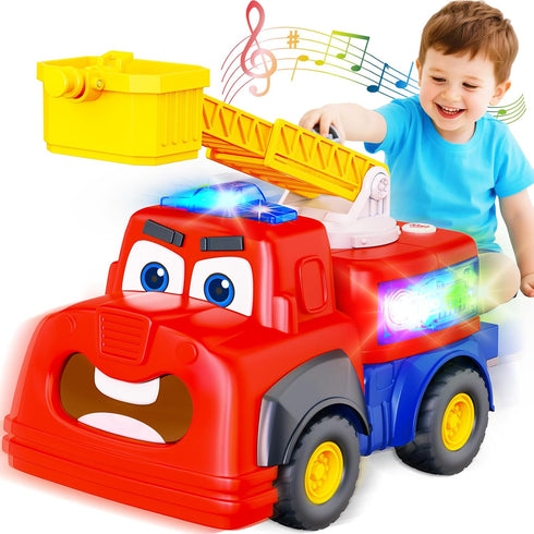 Hieoby Interactive Talking Fire Truck Toy for Toddlers 1-3, Musical Toy with Realistic