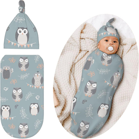 Swaddle Blanket for Baby - Swaddling Sleeping Sacks, Unisex Baby Stuff with Hat, Owl