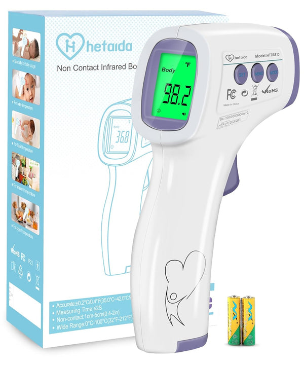 Digital Thermometer for Adults and Kids - No Touch Forehead Infrared Thermometer with Fever Alarm