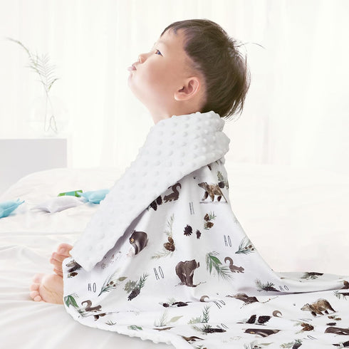 david's kids Minky Baby Blanket for Boys Girls, Soft Lightweight Micro Fleece Receiving Blanket with Double Layer, 30 x