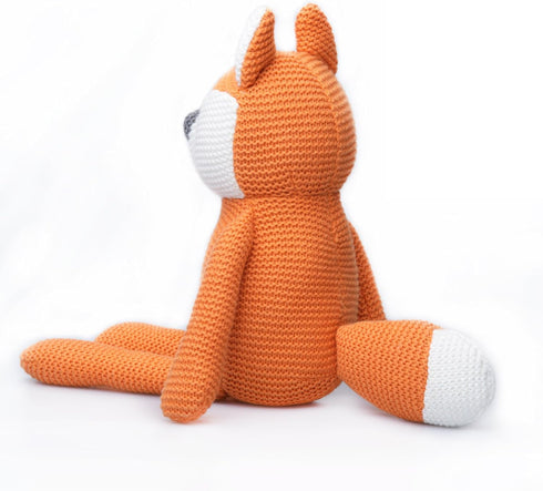 100% 7.1" FLUFFYFUN Organic Cotton Orange Fox Plush Toy, Baby Stuffed Animal for Newborn