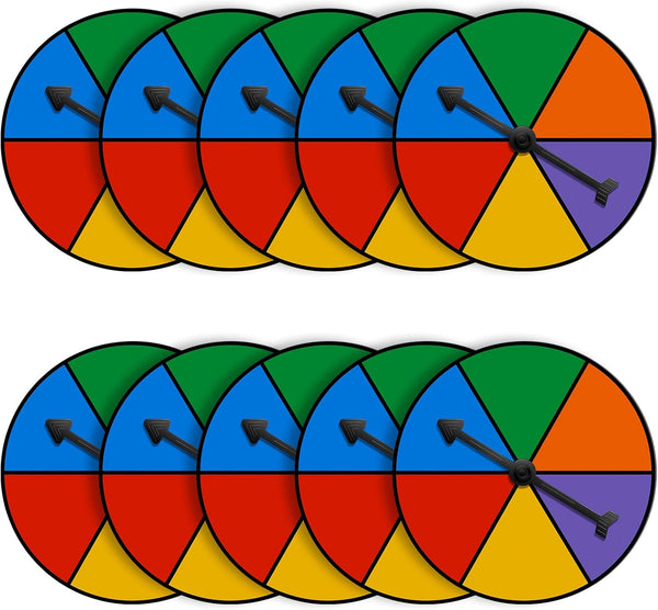 Chivao 10 Sets Game Spinner Wheel, Erasable Game Spinners with Plastic Rotating Arrows for Prizes