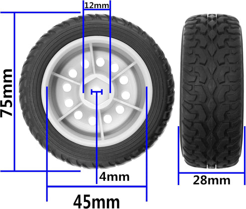 ShareGoo 75mm RC Rally Car Tires and Plastic Wheel Rims, Compatible with Traxxas Tamiya HSP HPI Kyosho 1/10 RC Cars