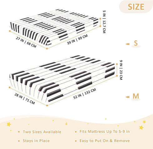 miaozhen 1 Pack 52x28 Cotton Baby Crib Sheets Soft Comfy Simple Line Art Black and White Piano Keys Boy Girl Crib Sheet