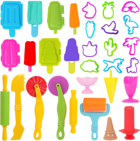 Dough Tools Set for Kids 31 PCS Summer-Themed Dough Play Tools with
